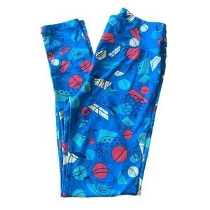 Lularoe OS Blue Leggings EUC #7379